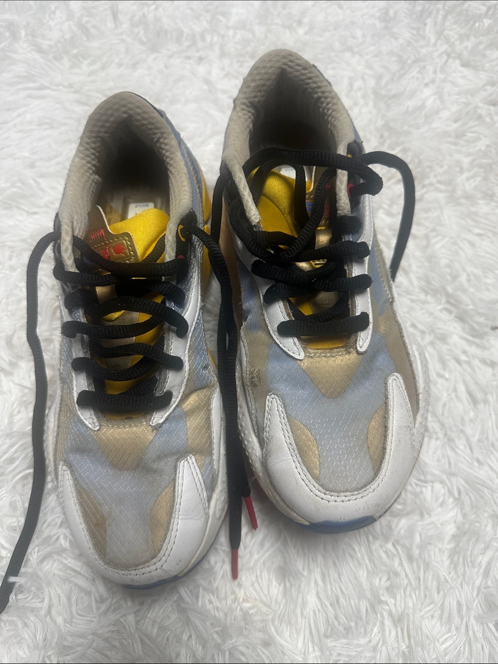 Puma Men's Athletic Sneakers in White, Gold & Blue